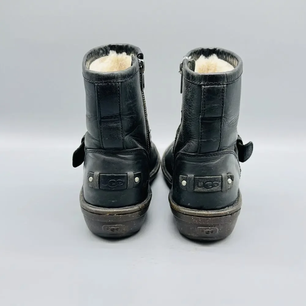 UGG Boots Womens 5 Leather Shearling Lined Buckle Winter Casual Shoes